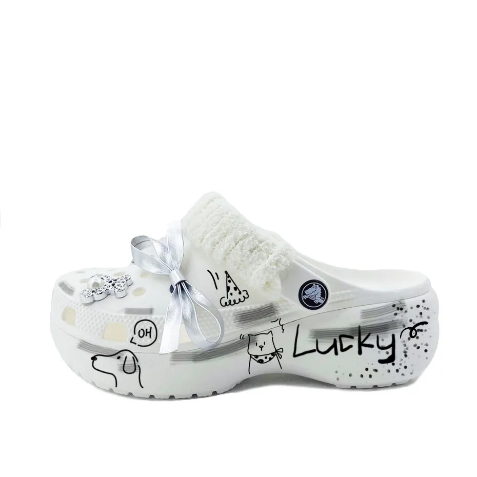 Crocs Classic Platform Clog EVA Clogs Unisex Black White