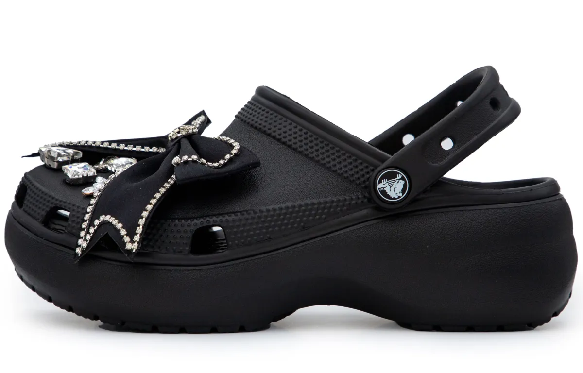 Crocs Classic Platform Clog Black Butterfly Allure Clogs Women's Black