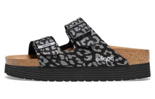 Birkenstock Arizona Grooved Slide Slippers Women's Black Gray Narrow
