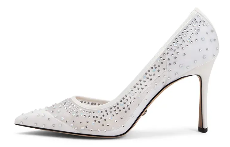 CHARLES&KEITH Wedding Fabric High Heels 8.8cm Women's White