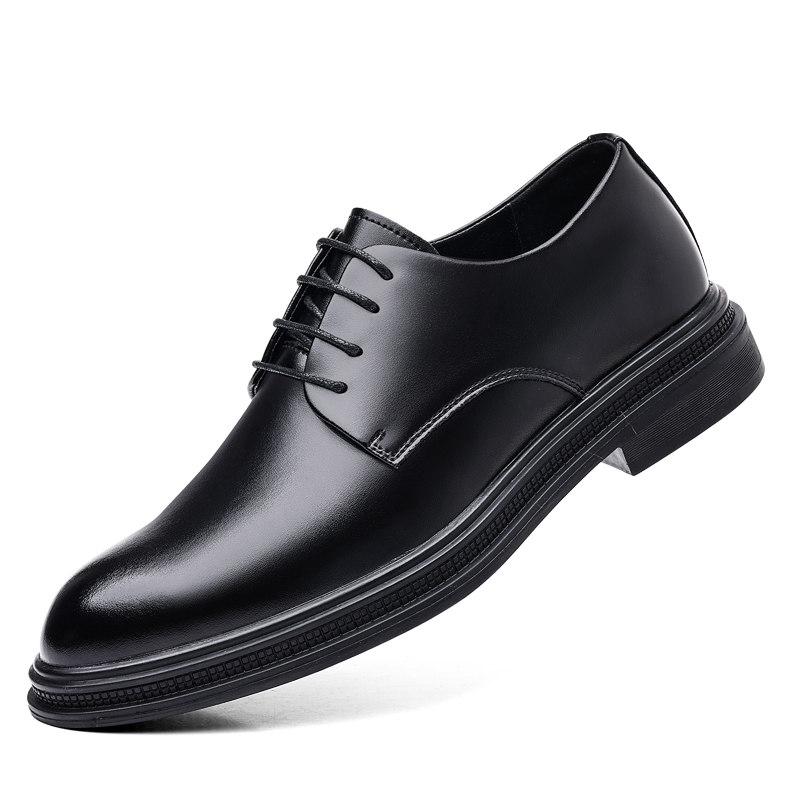 Mr. Citong two-layer cowhide British style business commuting formal leather shoes men's black