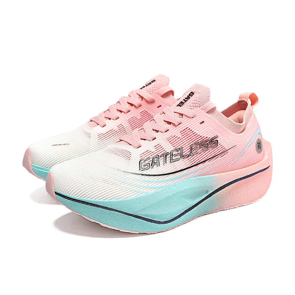 GATELESS Fabric Low top Popcorn Running Shoes Unisex Cyan Pink