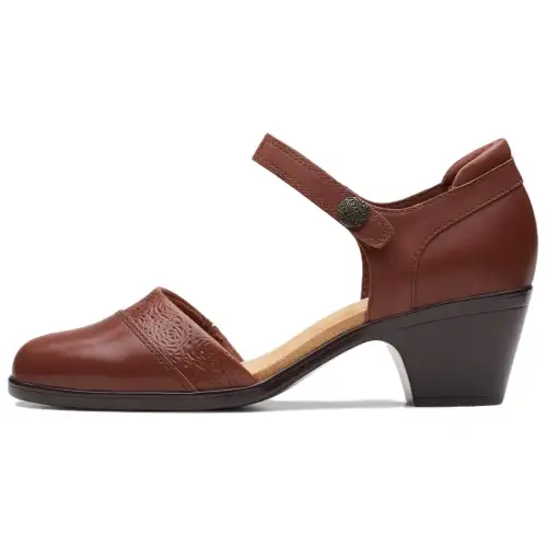 Clarks Leather Block Heel High Heels 5.5cm Women's Brown