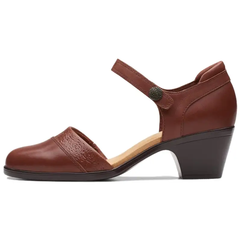 Clarks Leather Block Heel High Heels 5.5cm Women's Brown