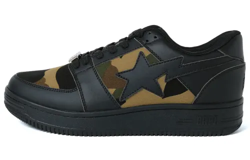 A BATHING APE STA Low Stylish Skateboarding Shoes Women's Black
