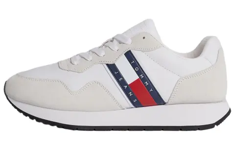 Tommy Hilfiger Leather Abrasion Resistant Abrasion Resistant Low top Casual Shoes Men's White Gray Blue