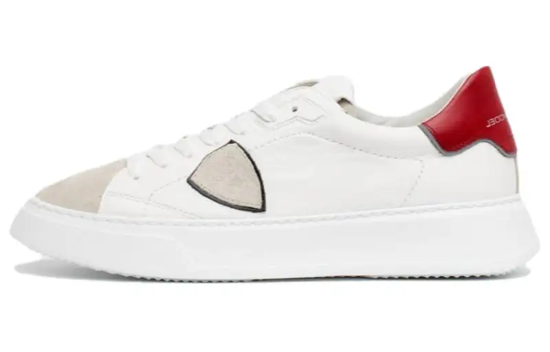 PHILIPPE MODEL Leather Low top Skateboard Shoes Men's White Red