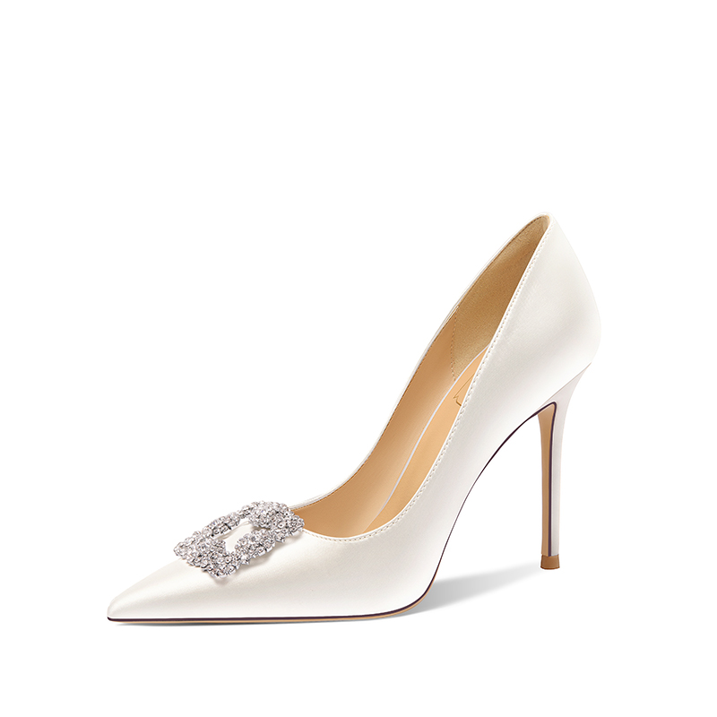 Holy Rose Holy Rose Time Journey Satin High-end Wedding Shoes Dress French Stiletto Commemorative High Heels Women's White