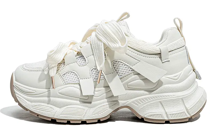 La Chapelle Synthetic Leather Height Increasing Low top Chunky Sneakers Women's