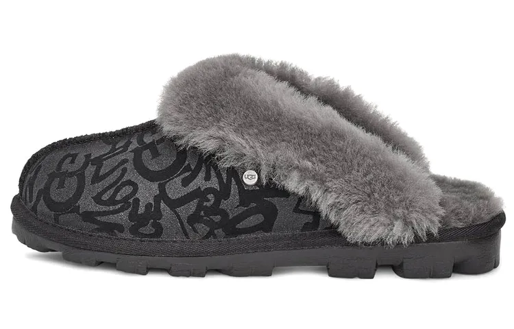 UGG Coquette Sparkle Graffiti Suede Stylish Sandal Women's Black