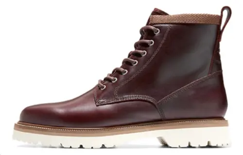 COLE HAAN Leather Crew Combat Boots Men's Burgundy