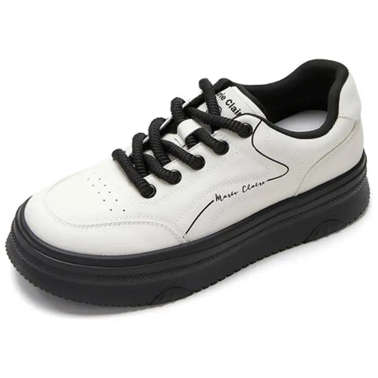 Marie Claire Synthetic Leather Business Casual Low top Skateboard Shoes Women's White