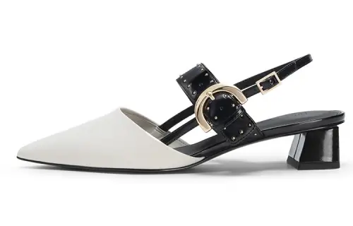 CHARLES&KEITH Pu Chunky Heel High Heels 4.5cm Women's Pink White