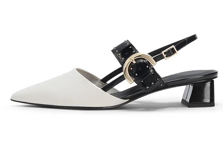 CHARLES&KEITH Pu Chunky Heel High Heels 4.5cm Women's Pink White