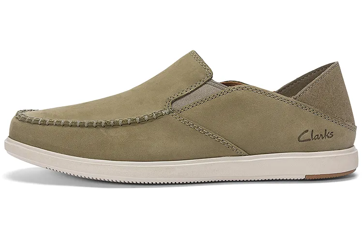Clarks Casual Leather Shoes Men's Low Top Olive Green