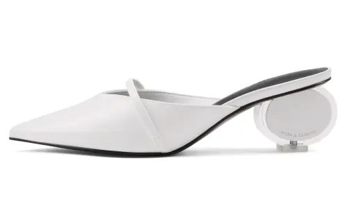 CHARLES&KEITH Composite Sole Closed Toe Slippers Women's White/Black