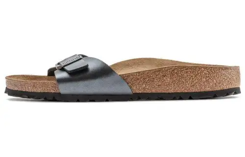 Birkenstock Synthetic Leather Slide Slippers Women's Metallic Silver