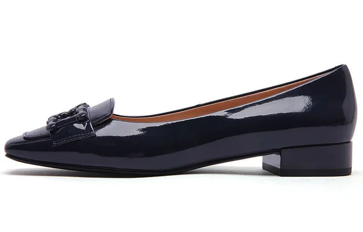 PACO GIL Cow Leather Block Heel High Heels 2.5cm Women's Black
