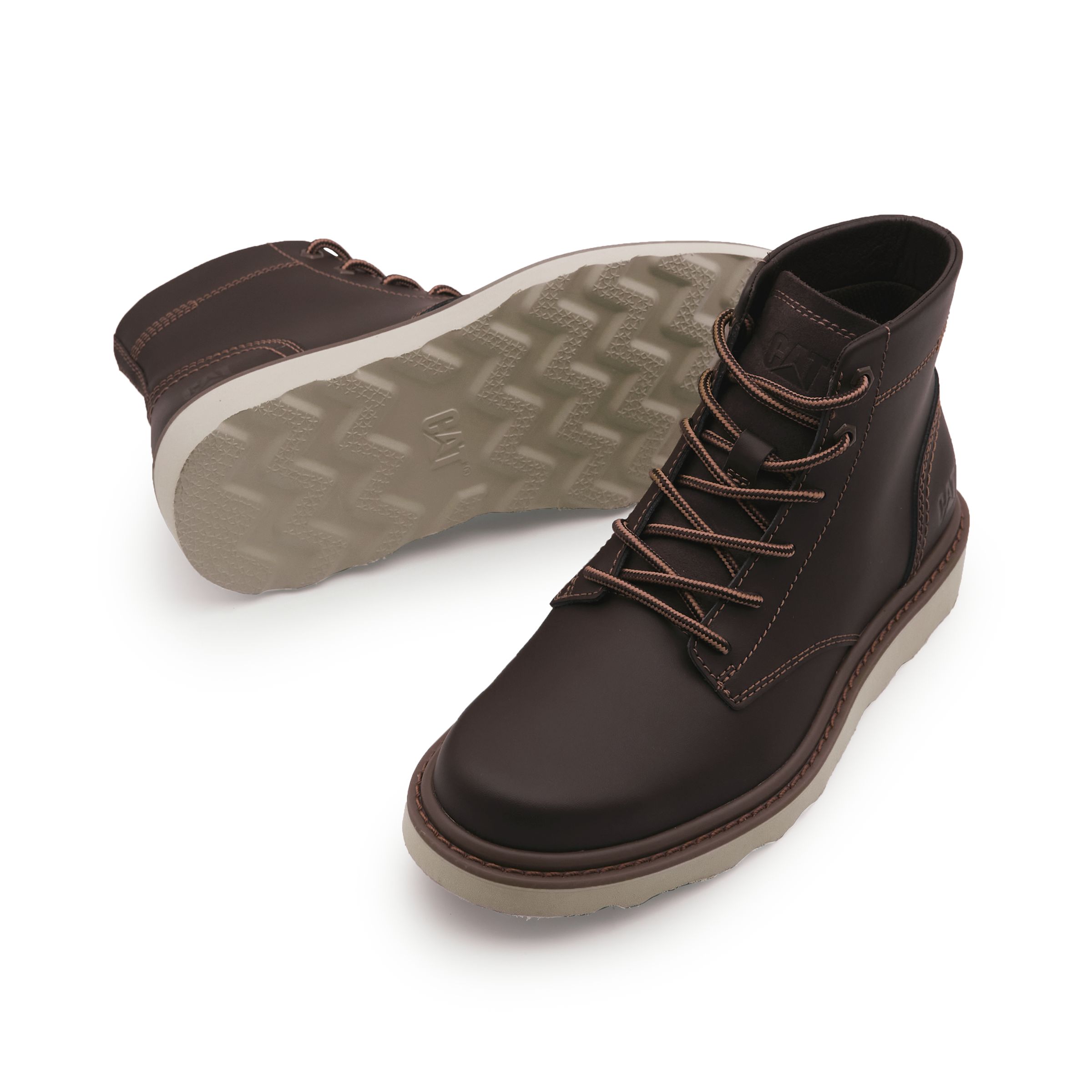 CAT Cow Split Leather Abrasion Resistant Slip Resistant Comfortable Short Outdoor Boots Men's Dark Brown