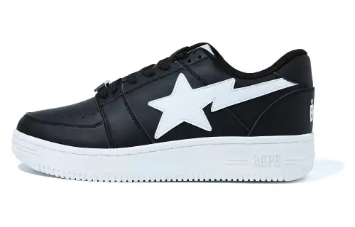 A BATHING APE BAPE STA Synthetic Leather Low top Skateboard Shoes Men's Black