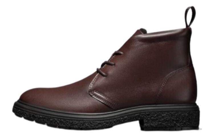 Ecco Cool Sharp Mixed Collection Leather Ankle Length Combat Boots Men's Brown