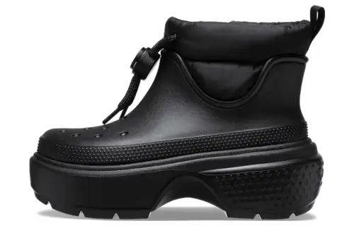 Crocs STOMP PUFF BOOT Leather Soft And Comfortable Ankle Boots Unisex Black