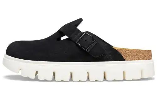 Birkenstock Suede Closed Toe Slippers Women's Black Narrow