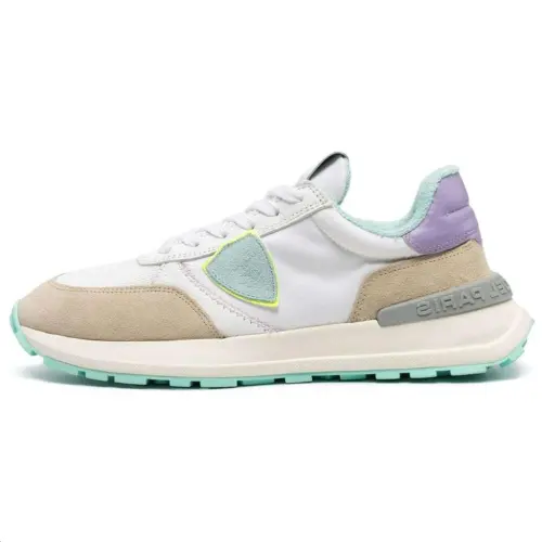 PHILIPPE MODEL Mesh, Cow Leather Slip Resistant Low top Casual Shoes Women's White Purple