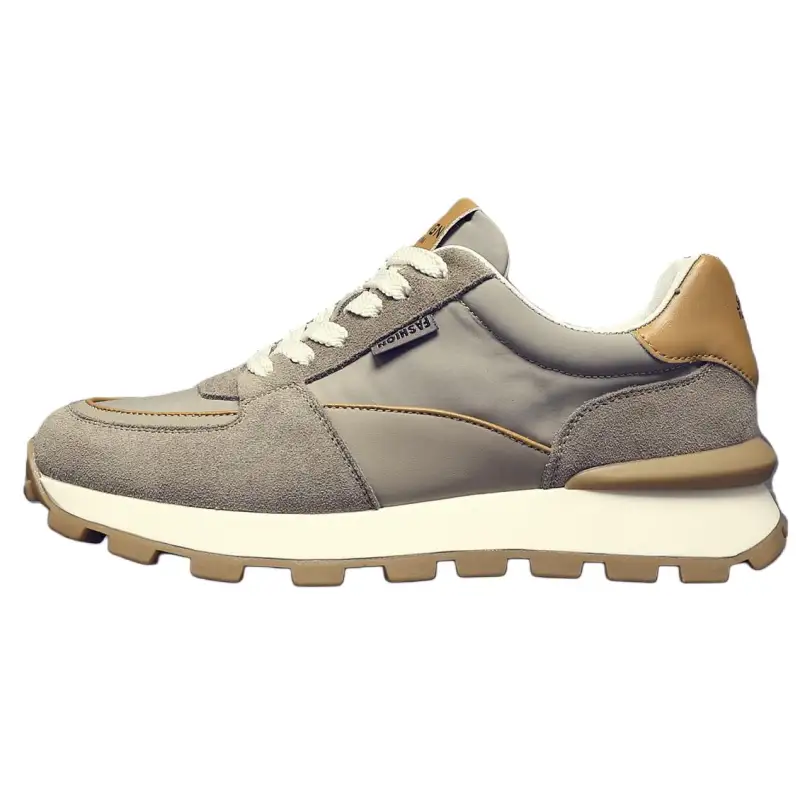JANE HARLOW Textile, Synthetic Leather, Split Cow Leather Casual Shoes Men's Apricot
