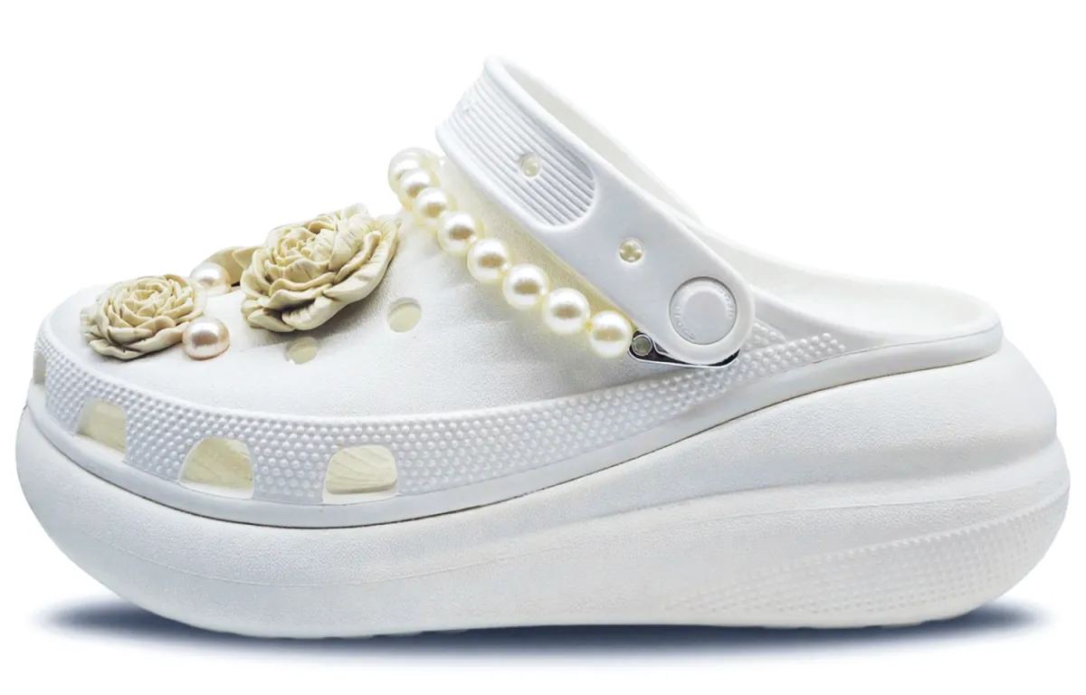 Crocs Crush Clog SIN3A And Heather White Tea Clogs Unisex White