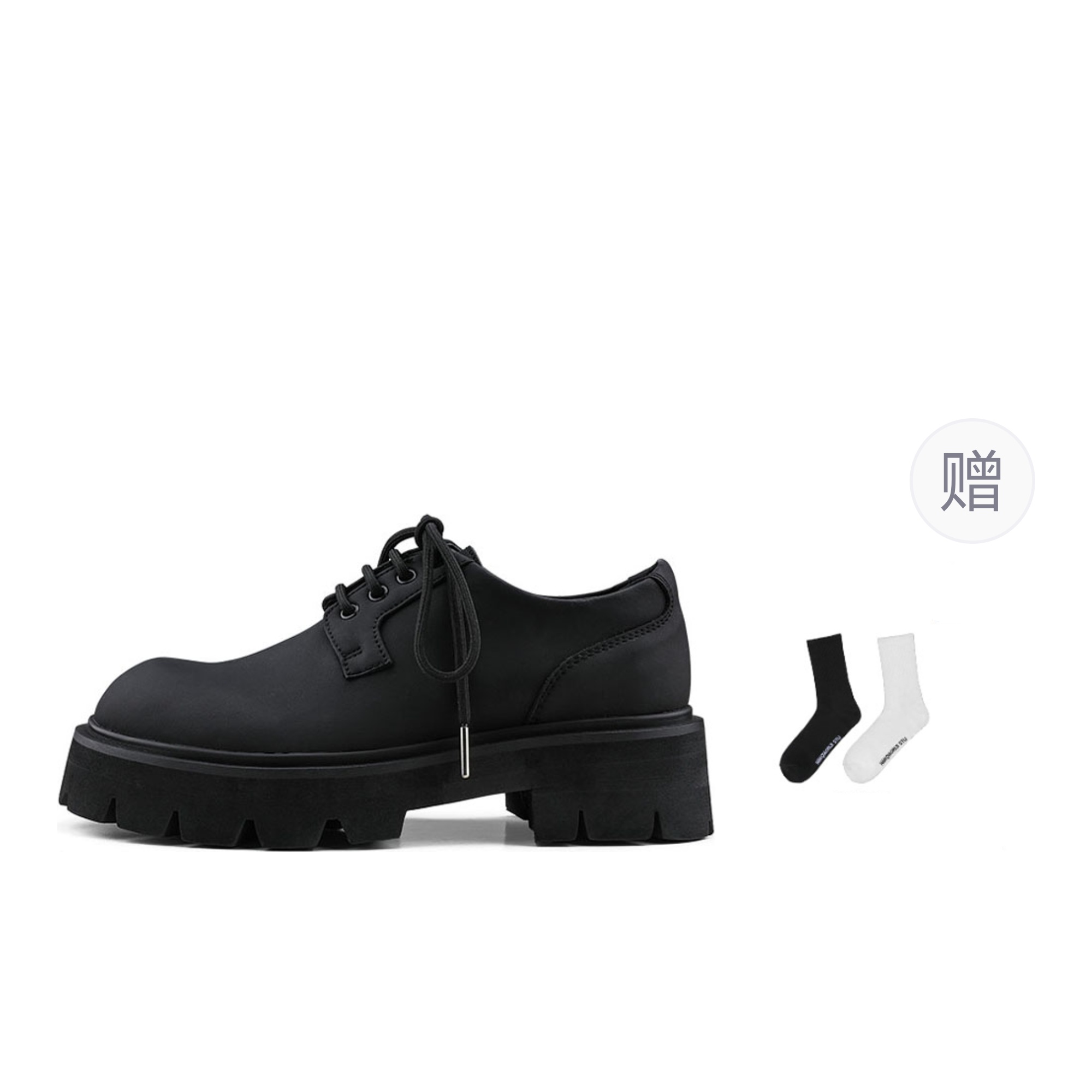 HANQIAORIJI Black Blood Collection Derby Shoes Cow Split Leather Low top Casual Shoes Unisex Black