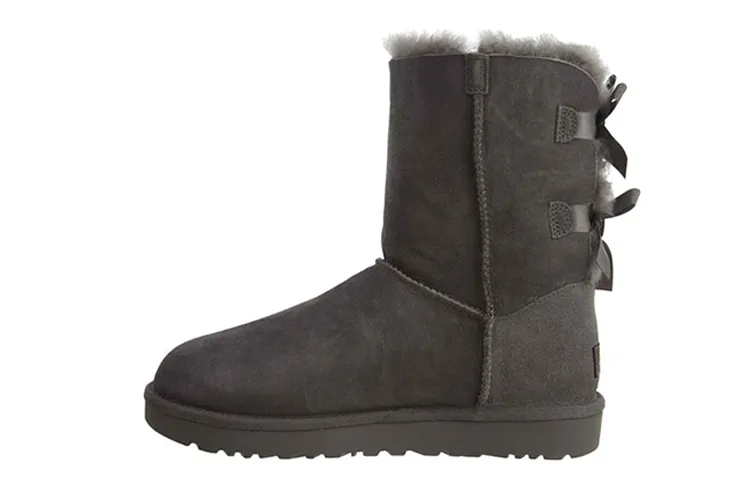 UGG Mini Bailey Bow Ii Boot Fleece Lined Gray Women's