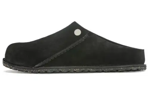 Birkenstock Suede Closed Toe Slippers Unisex Black Regular