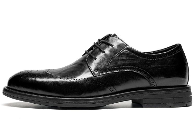 LEAVELAND Maple Leaf Leather British Brogue Carved Commuting Business Formal Leather Shoes Men's Black