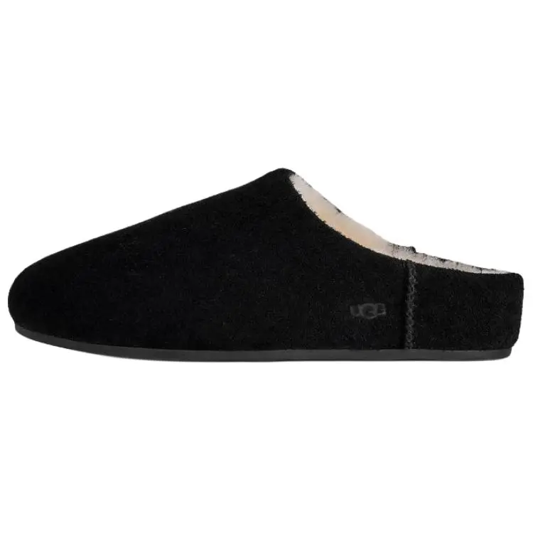 UGG Elea Fashion Comfortable Fleece Lined Mules Rubber Sole Closed Toe Slippers Women's Black