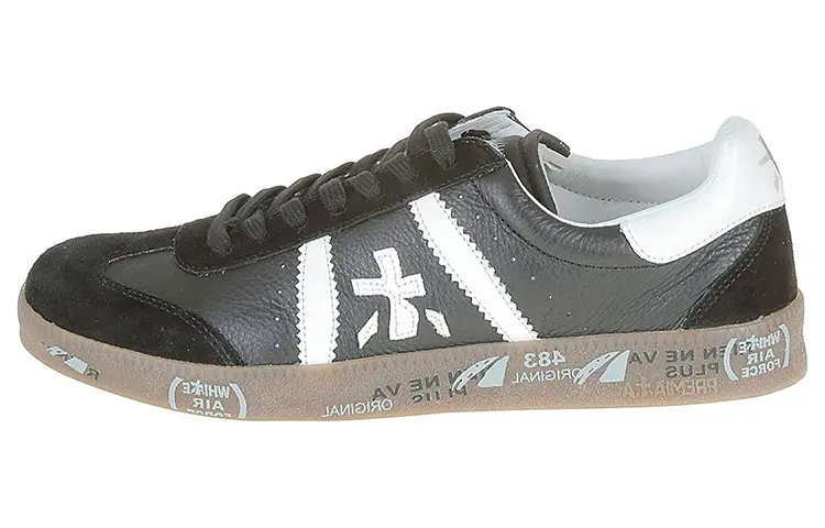 PREMIATA Leather Stylish Skateboarding Shoes Men's Black Gray