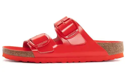 Birkenstock Leather Slide Slippers Women's Red Regular