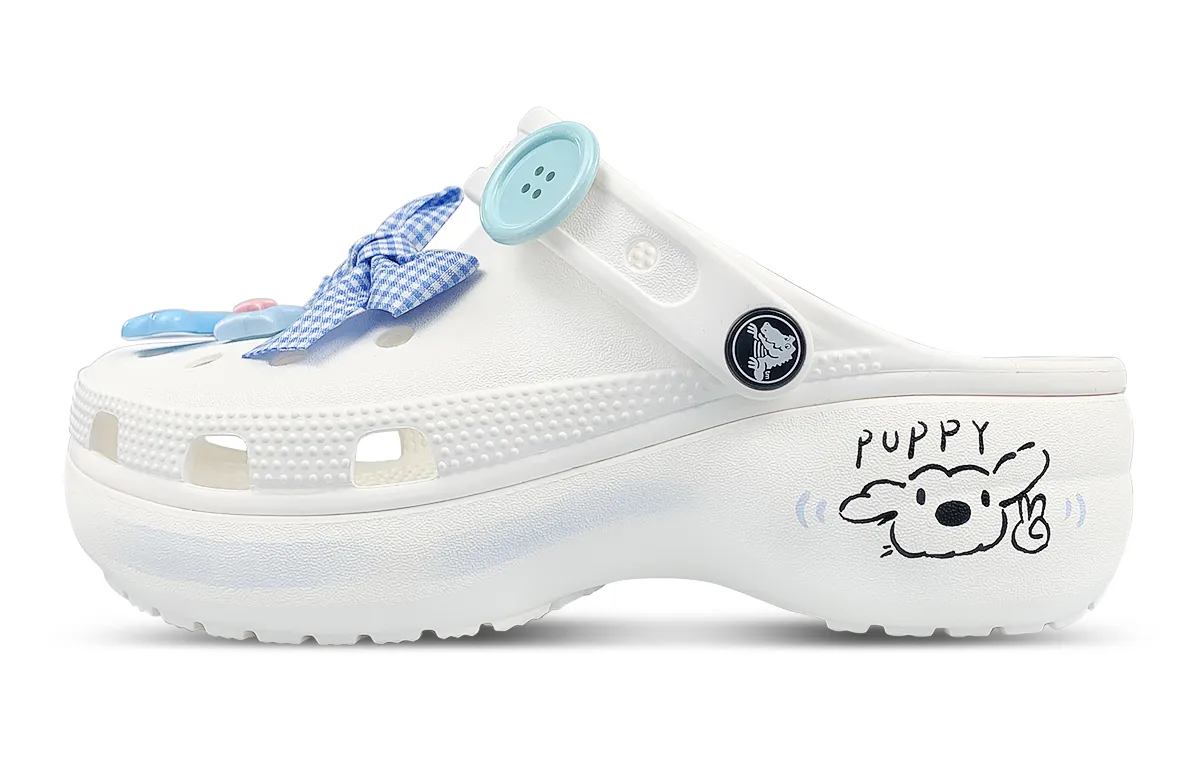 Crocs Classic Platform Clog Classic Cloud Clog Vintage Clogs Women's White Blue