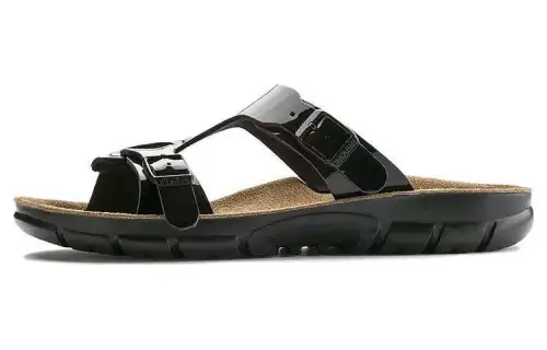 Birkenstock PVC Chemical Fiber Slide Slippers Women's Black Narrow