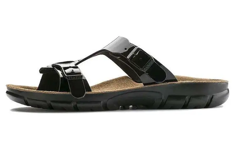 Birkenstock PVC Chemical Fiber Slide Slippers Women's Black Narrow