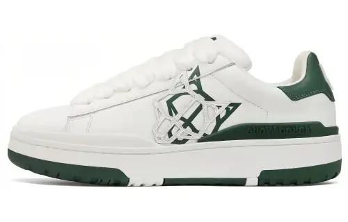 Naked Wolfe Archive Leather Low top Skateboard Shoes Women's White Green