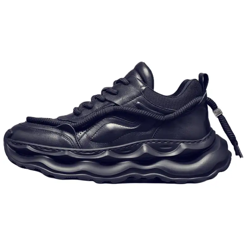 JANE HARLOW Cow Leather Breathable And Lightweight Low top Casual Shoes Men's Black