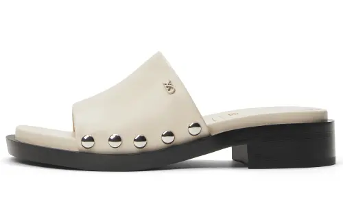 CHARLES&KEITH Composite Sole Rhinestone Slide Slippers Women's Chalk White/Multi Composite Color
