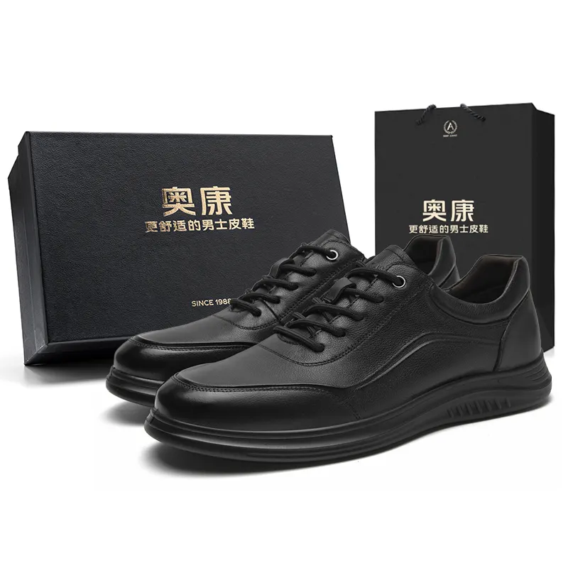 AOKANG Cow Leather Dress Shoes Men's Black