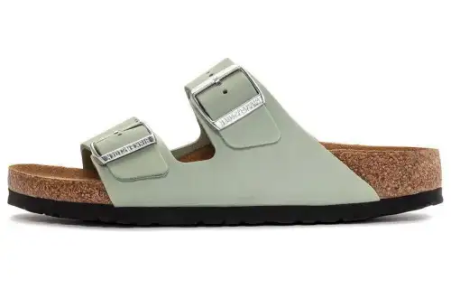 Birkenstock Leather Slide Slippers Women's Matcha Green Regular