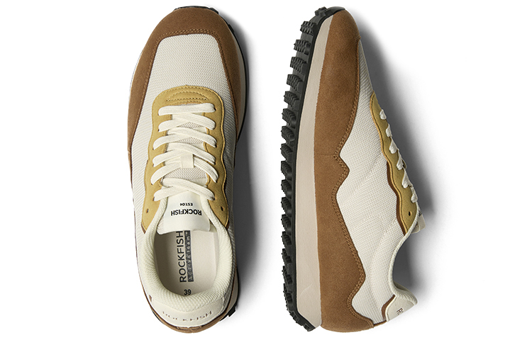 Rockfish Slip Resistant, Abrasion Resistant, Breathable Low top Running Shoes Unisex Brown Yellow