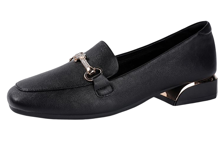 Minimalistic fashionable trend breathable comfortable non-slip wear-resistant classic universal black white loafers, french style, simple and elegant design