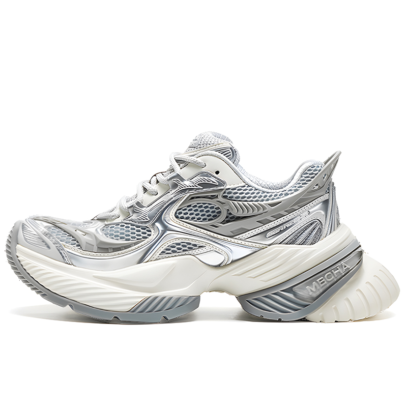 OGR Height Increasing Rebound Low top Running Shoes Unisex Liquid Metallic Silver