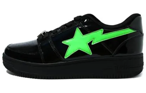 A BATHING APE BAPE STA Low top Stylish Skateboarding Shoes Men's Black Green