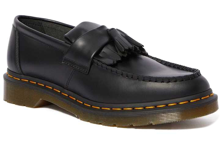 Adrian Dr.Martens Yellow Stitch Leather Tassel Loafer 'Black'